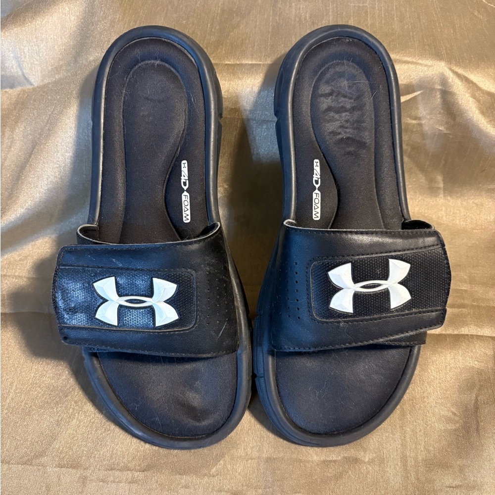 Under Armour Black and White Slide Sandals